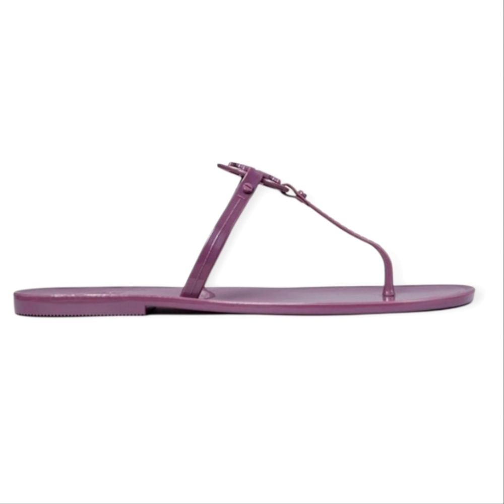 Tory Burch Mini Miller Jelly Thong Sandals In Eggplant Purple - Picture 8 of 10